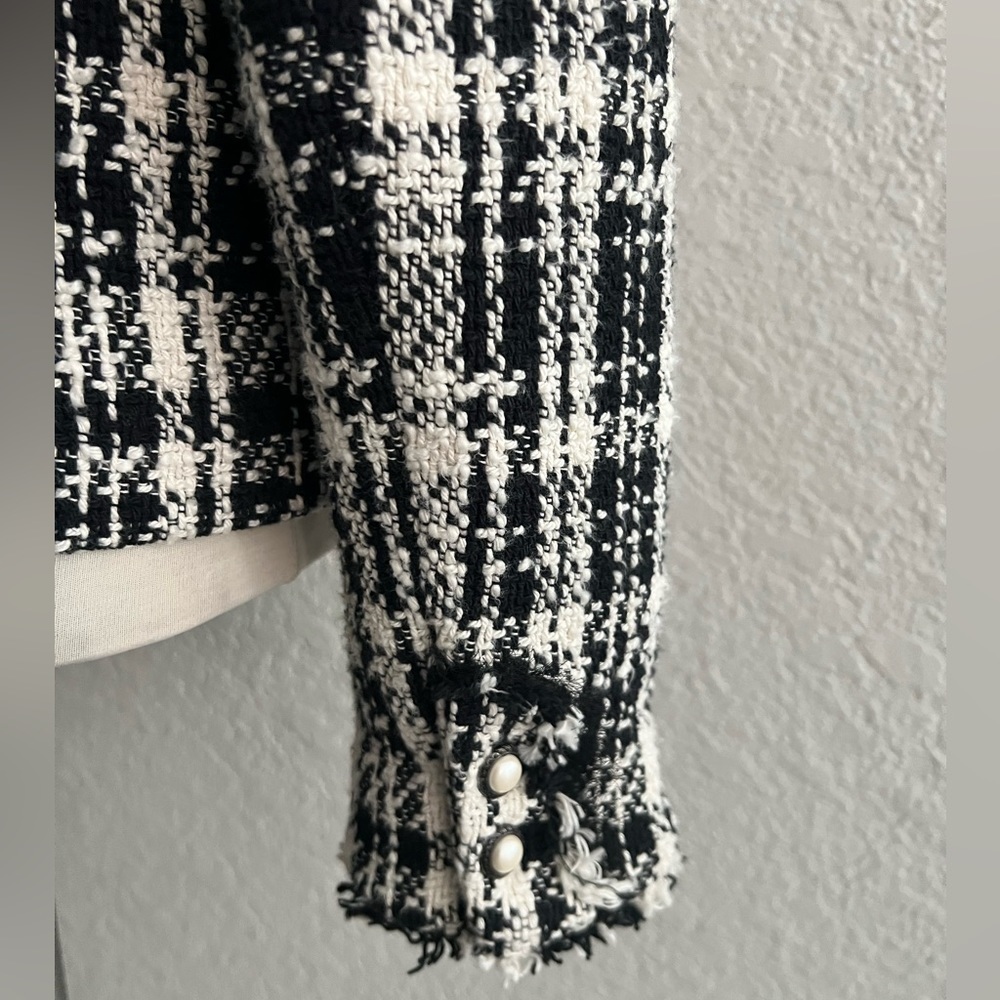 Zara Basic Collection tweed style Black White Blazer Jacket Women’s Size XS - Picture 4 of 6